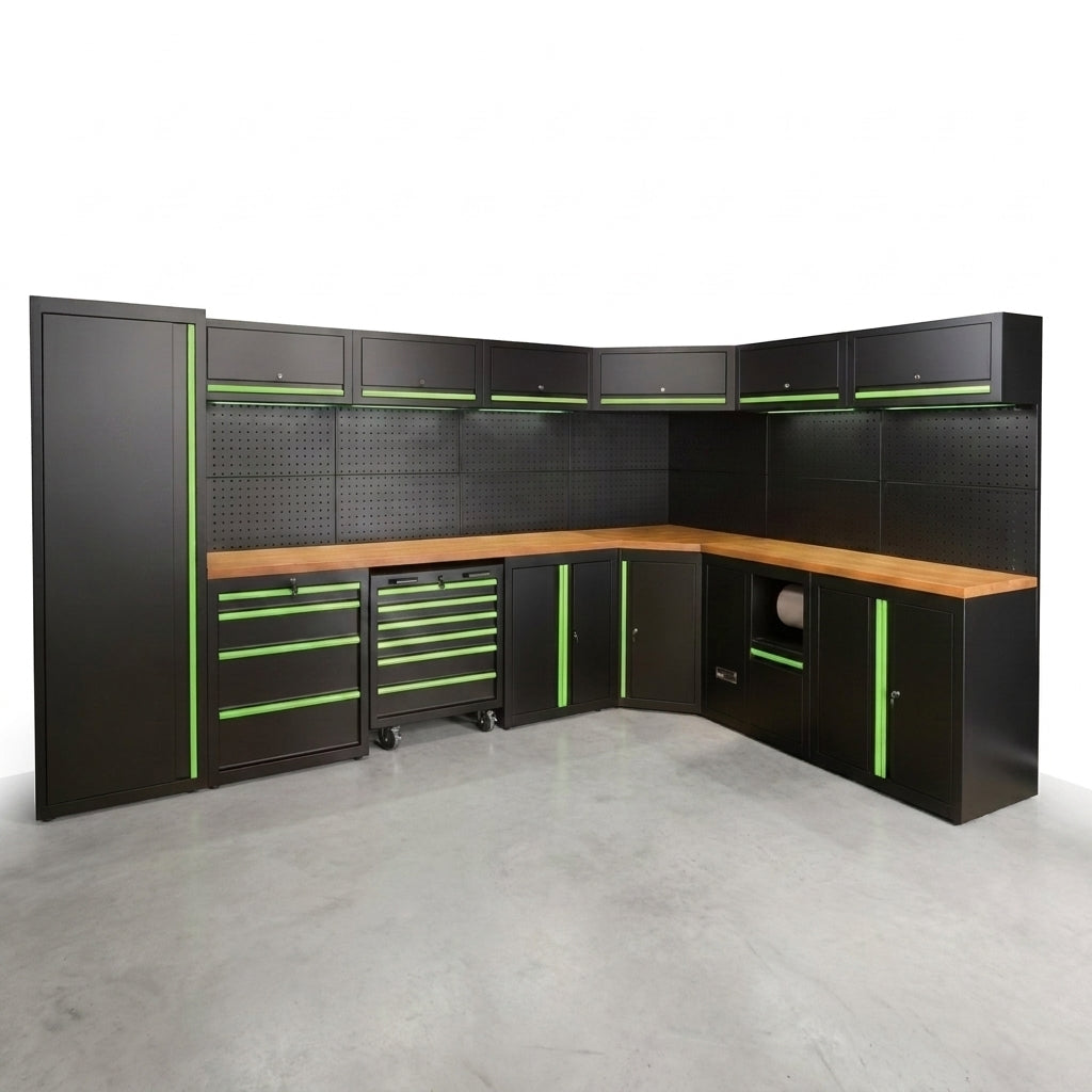 ApexForge Shadowline Pro Modular Garage Cabinet System — Studio Shot