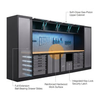 Garage Workbench Suite Built for Professional Organization, Hardwood Surface, Pegboard Wall, Lockable Cabinets — How It Works