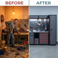RedLine ApexMax Garage Cabinet System — Before & After