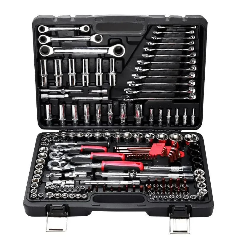 Motorcycle Toolbox Set Fast Ratchet Wrench 150/46pcs Socket Group Bit Industrial-grade Toolbox Auto Repair Tools Car Maintenance