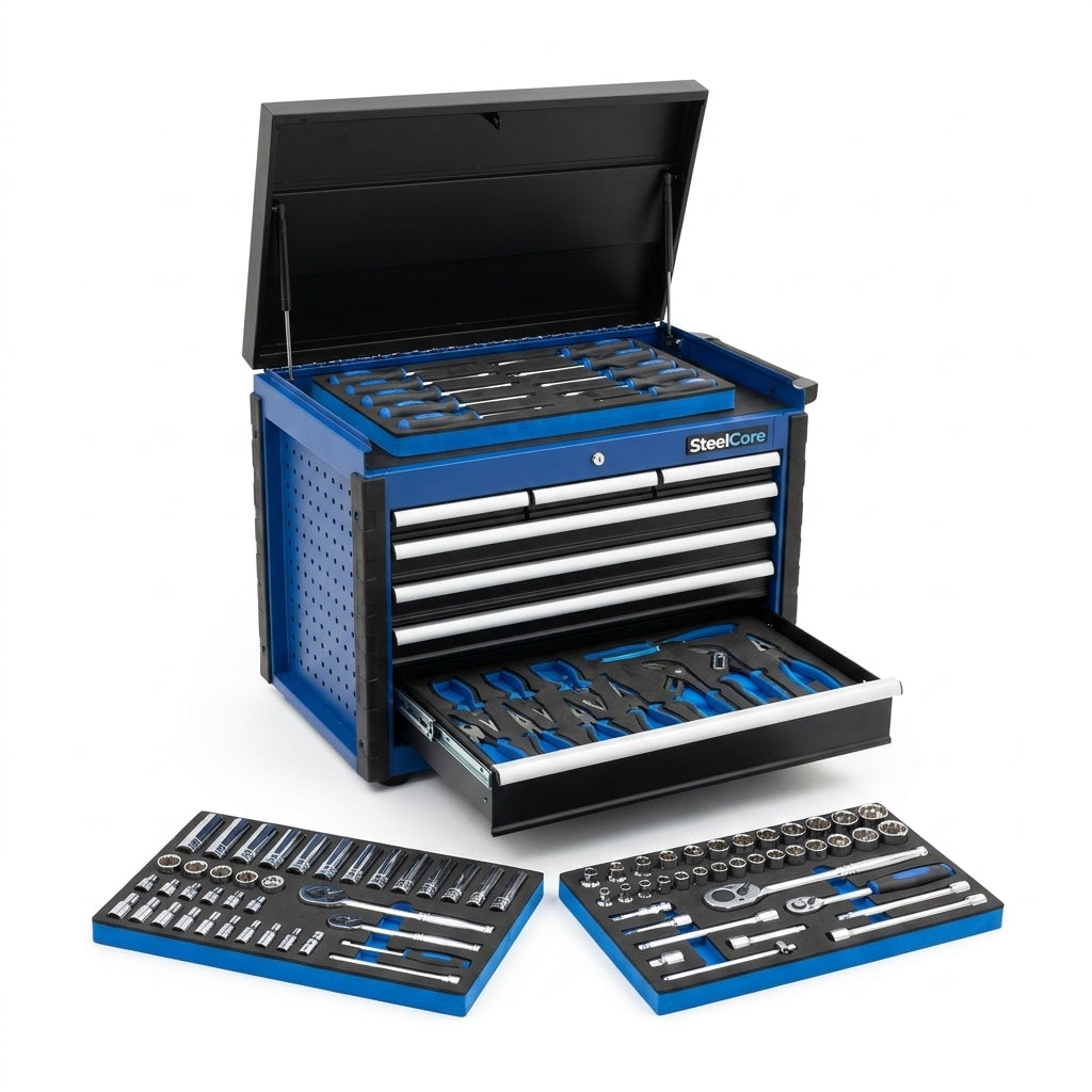 SteelCore Pro Ultimate Rolling Tool Chest Set — Studio Shot