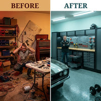 TitanForge WallLine Ultimate Garage Workbench Suite — Before & After