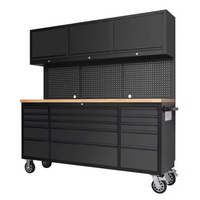 Steel Tool Workstation Built for Heavy Duty Use, Solid Wood Top, Power Module, Ball-Bearing Slides
