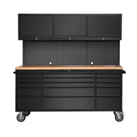 Steel Tool Workstation Built for Heavy Duty Use, Solid Wood Top, Power Module, Ball-Bearing Slides